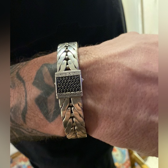 John Hardy Men's Extra-Large Modern Chain Bracelet with Black Sapphire - Picture 4 of 11